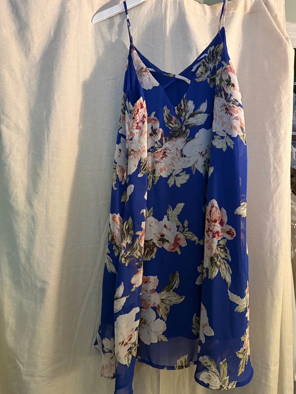 Floral A-Line Slip Dress in Cobalt Royal Blue - perfect for layering!